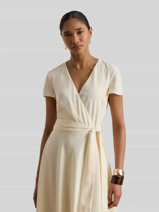 Zdjęcie produktu Sukienka do kolan w stylu kopertowym Lauren Ralph Lauren Écru
