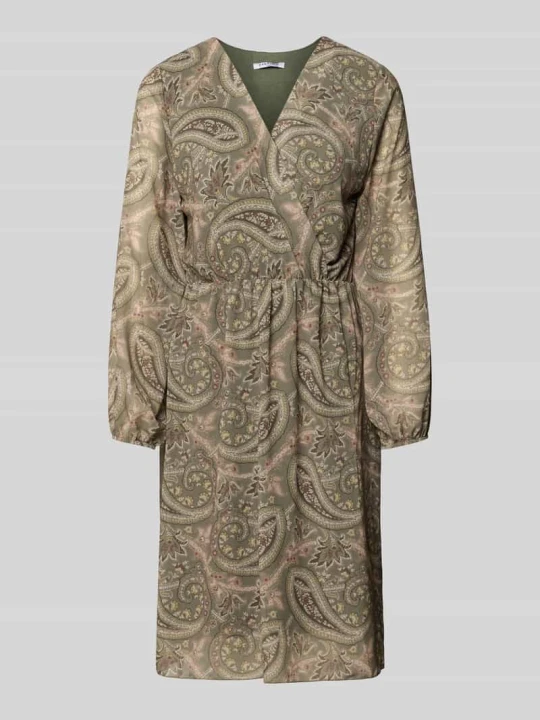 Zdjęcie produktu Sukienka do kolan z dekoltem w serek model 'Th44ea' ZABAIONE Khaki