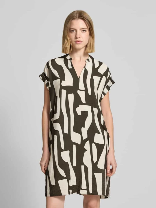 Zdjęcie produktu Sukienka do kolan z kołnierzem z lamówką model 'Wulana dune' Opus Khaki
