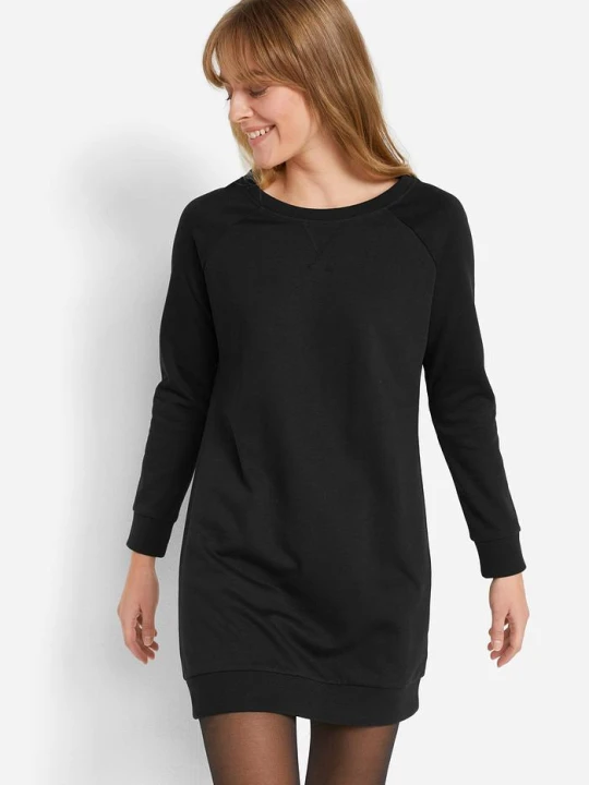 Zdjęcie produktu Sukienka dresowa z miękkiego materiału frotte BonPrix czarny