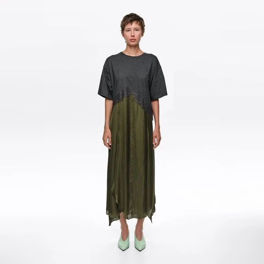 Zdjęcie produktu Sukienka dwumateriałowa nieregularna khaki BIMBA Y LOLA