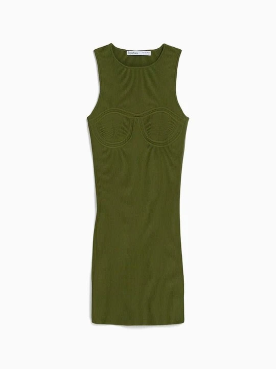 Zdjęcie produktu Sukienka dzianinowa Bershka khaki