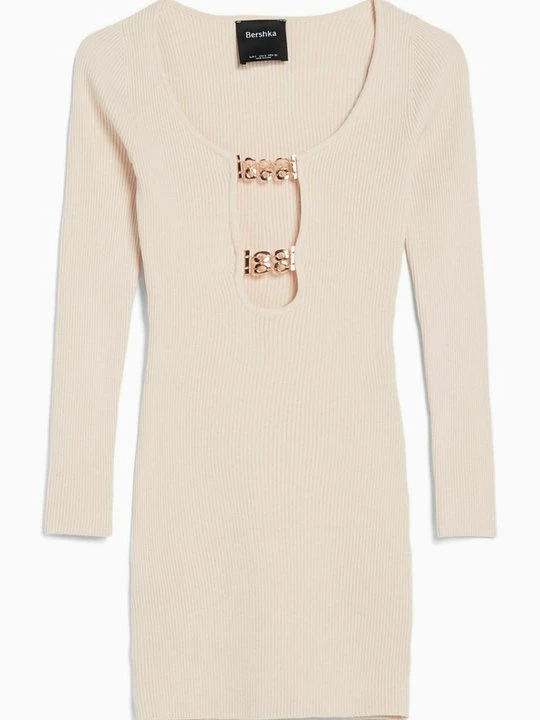 Zdjęcie produktu Sukienka dzianinowa Bershka beżowy