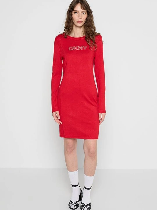 Zdjęcie produktu Sukienka dzianinowa DKNY czerwony