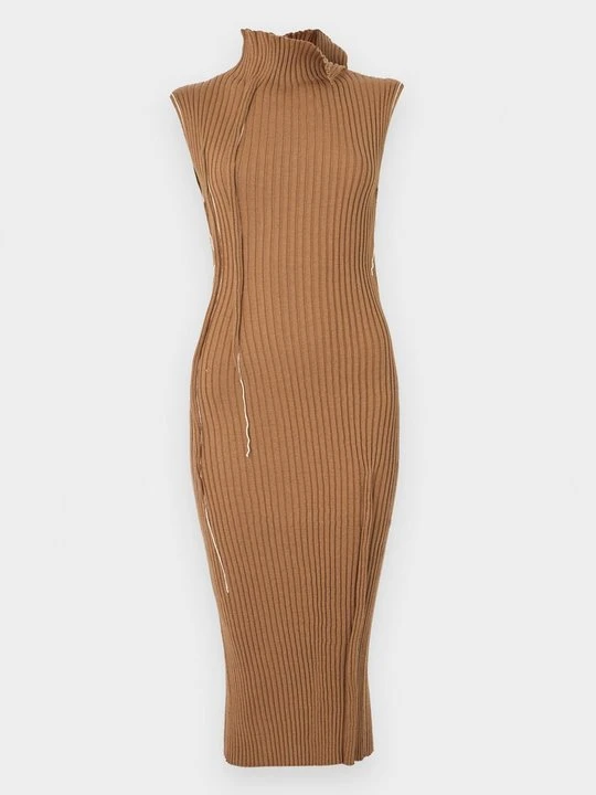 Zdjęcie produktu Sukienka dzianinowa MM6 Maison Margiela wielbłądzi