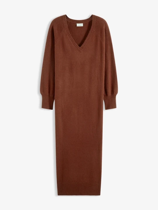 Zdjęcie produktu Sukienka dzianinowa oversize midi BonPrix brązowy