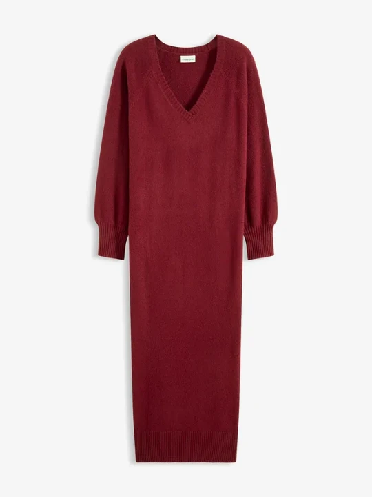 Zdjęcie produktu Sukienka dzianinowa oversize midi BonPrix czerwony