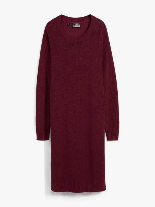 Zdjęcie produktu Sukienka dzianinowa oversized w prążek BonPrix czerwony