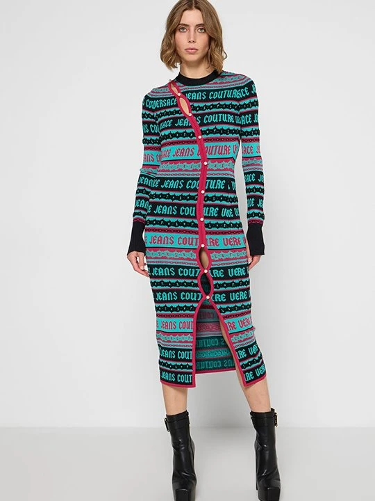 Zdjęcie produktu Sukienka dzianinowa Versace Jeans Couture turkusowy