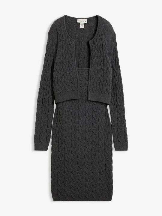 Zdjęcie produktu Sukienka dzianinowa z modnym bolero - optyka 2 w 1 BonPrix szary