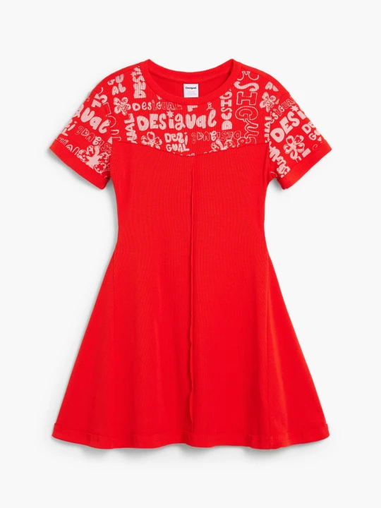 Zdjęcie produktu Sukienka dziewczęca z napisami Desigual czerwony
