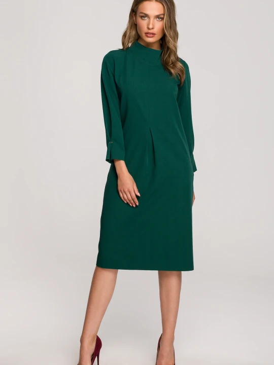 Zdjęcie produktu Sukienka elegancka pudełkowa z zaszewkami fioletowa Stylove