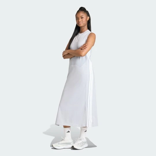 Zdjęcie produktu Sukienka Essentials 3-Stripes Long Racerback Adidas szary
