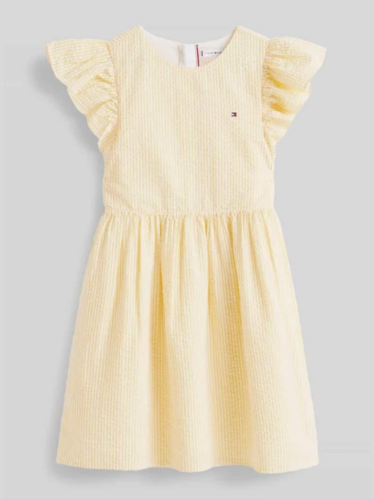 Zdjęcie produktu Sukienka fit and flare z czystej bawełny z wyhaftowanym logo Tommy Hilfiger Żółty
