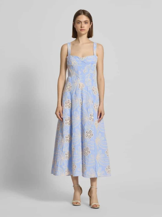 Zdjęcie produktu sukienka gorsetowa z haftami model 'LILAH' bardot Jasnoniebieski