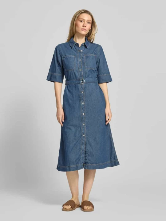 Zdjęcie produktu Sukienka jeansowa Fit and Flare z czystej bawełny Tommy Hilfiger Granatowy melanż