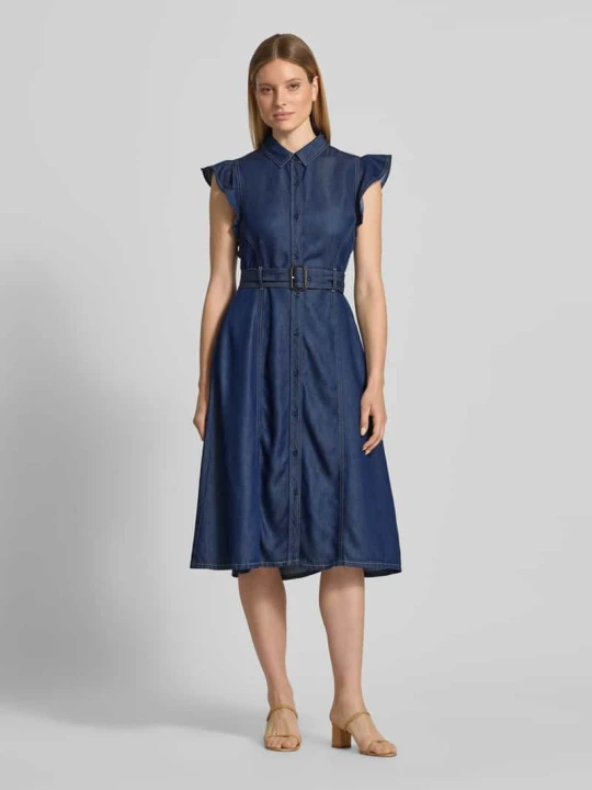 Zdjęcie produktu Sukienka jeansowa fit and flare z lyocellu Tommy Hilfiger Ciemnoniebieski melanż