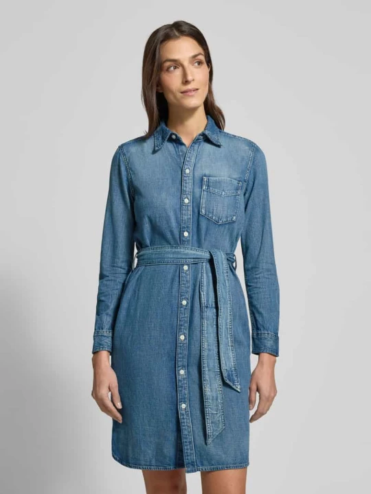 Zdjęcie produktu Sukienka denimowa do kolan z Wiązany pasek Model 'JAMEIKA' Lauren Ralph Lauren Jeansowy niebieski