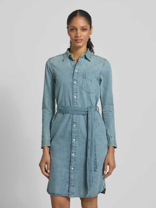 Zdjęcie produktu Sukienka jeansowa o długości do kolan z wiązanym paskiem model ‘JAMEIKA’ Lauren Ralph Lauren Jeansowy niebieski