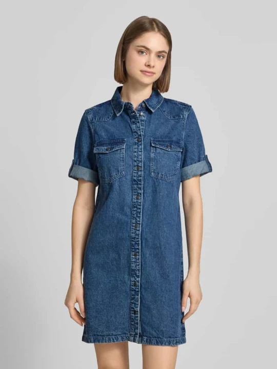 Zdjęcie produktu Sukienka jeansowa z kieszeniami na piersi model 'NEW SIGNE' Noisy May Błękitny