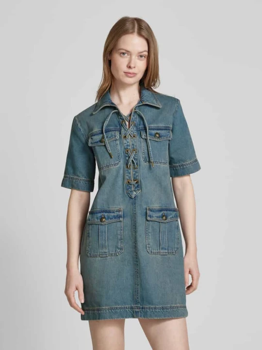 Zdjęcie produktu Sukienka jeansowa z kieszeniami z patką model ‘RECORD’ Zadig&Voltaire Jeansowy niebieski