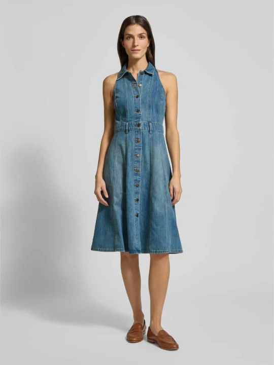 Zdjęcie produktu Sukienka denimowa z listwą guzikową Model 'CALUNA' Lauren Ralph Lauren Jeansowy niebieski