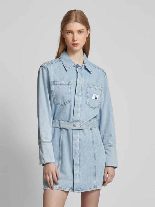 Zdjęcie produktu Sukienka jeansowa z paskiem w talii Calvin Klein Jeans Jasnoniebieski