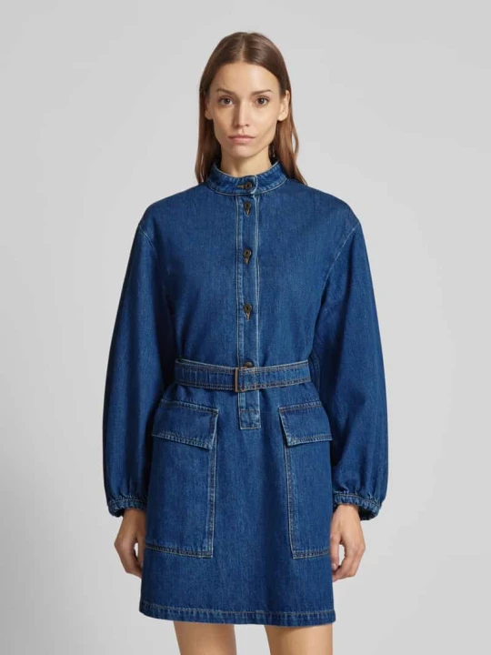 Zdjęcie produktu Sukienka jeansowa z paskiem w talii model ‘EURO’ Weekend Max Mara Niebieski
