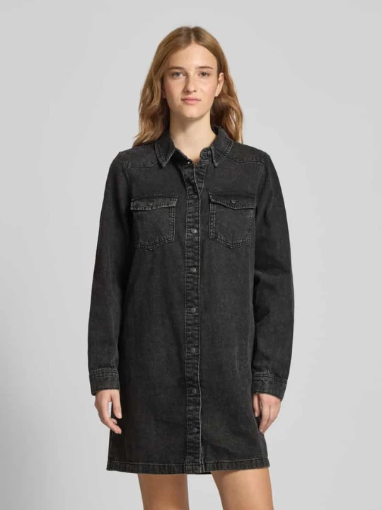 Zdjęcie produktu Sukienka jeansowa z wykładanym kołnierzem model ‘NEW SIGNE’ Noisy May Czarny