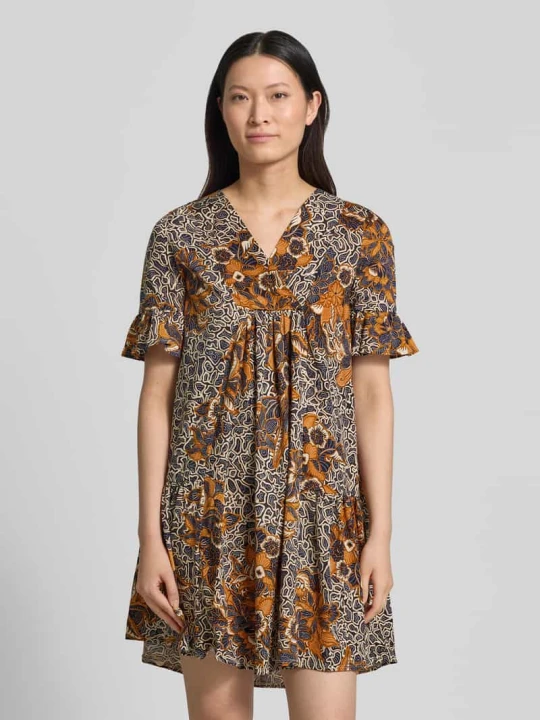 Zdjęcie produktu Sukienka kaftan o linii a z czystej bawełny model 'FUOCO' Weekend Max Mara Średniobrązowy