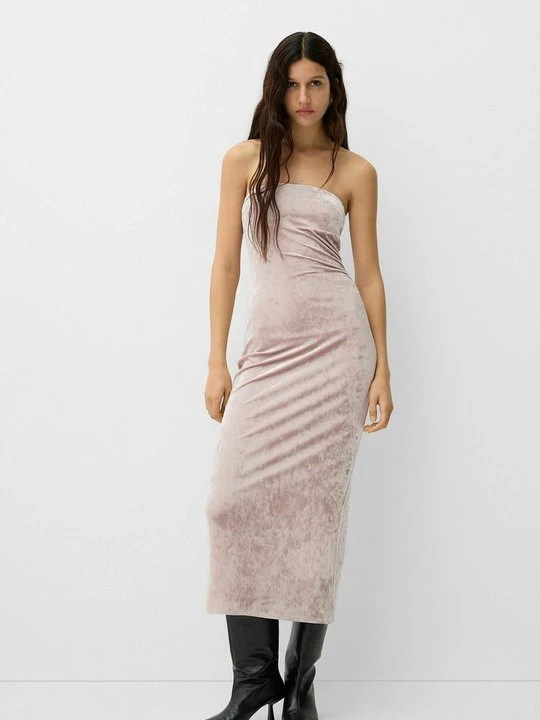 Zdjęcie produktu Sukienka koktajlowa Bershka jasnoróżowy