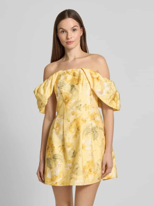 Zdjęcie produktu Sukienka koktajlowa o dopasowanym kroju z dodatkiem lnu model ‘Jacquie’ Forever New Jasnożółty