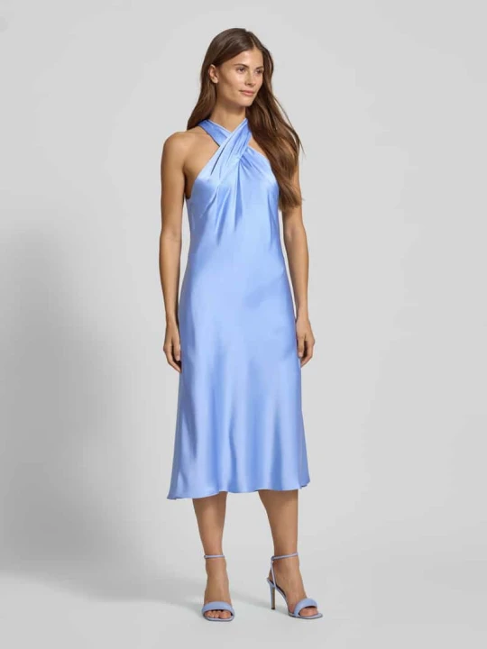 Zdjęcie produktu Sukienka koktajlowa do kolan z wiązaniem na szyi Lauren Ralph Lauren Jasnoniebieski