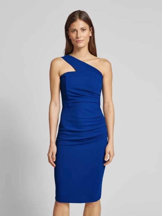 Zdjęcie produktu Sukienka koktajlowa o długości do kolan z marszczeniami model ‘AYA’ SISTAGLAM Królewski niebieski