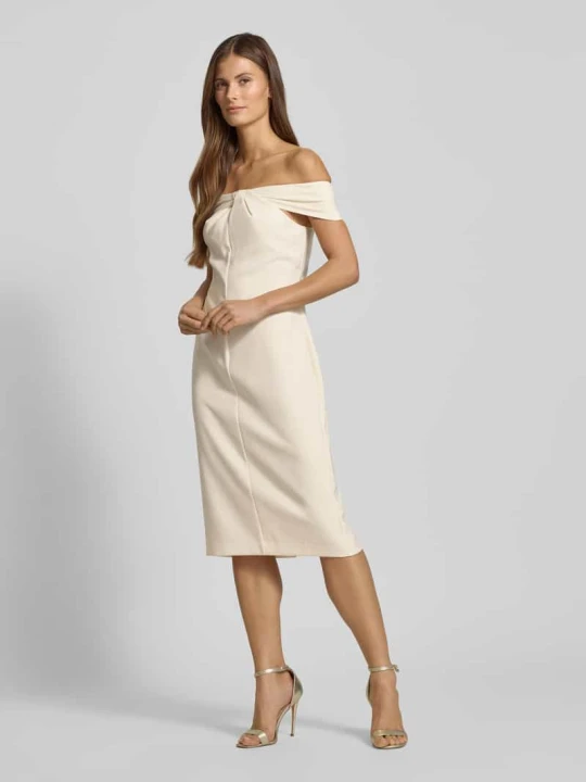 Zdjęcie produktu Sukienka koktajlowa do kolan z wiązanym detalem Model 'TAKOTA' Lauren Ralph Lauren Beżowy
