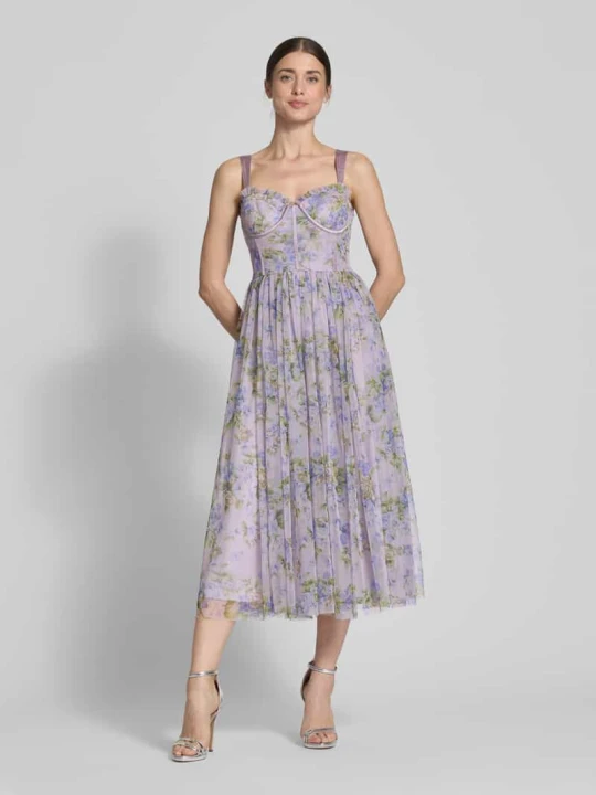 Zdjęcie produktu Sukienka koktajlowa o długości do kolan z zamkiem błyskawicznym Lace & Beads Jasnofioletowy