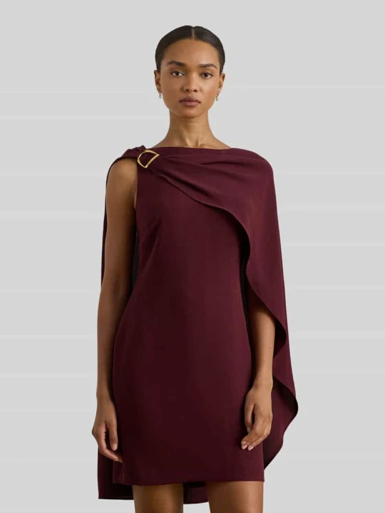 Zdjęcie produktu Taliowana sukienka koktajlowa z peleryną Lauren Ralph Lauren Ciemnoczerwony