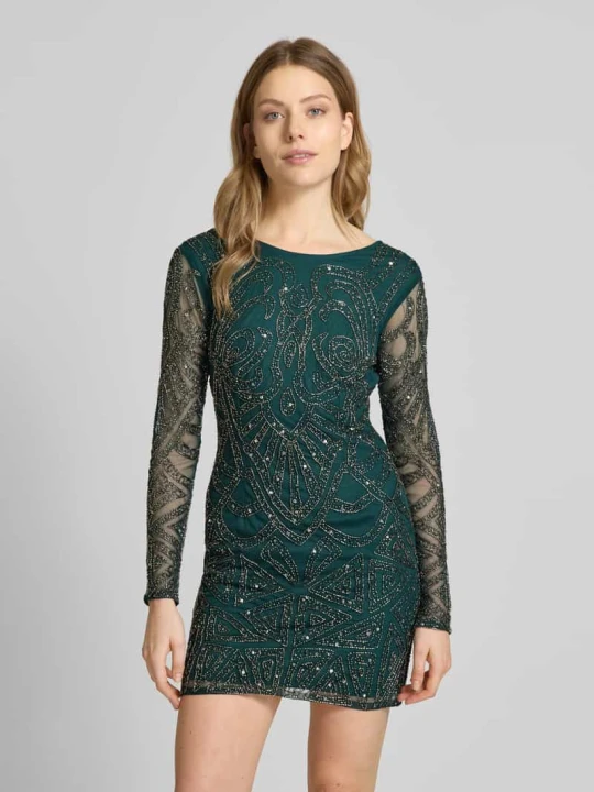 Zdjęcie produktu Sukienka koktajlowa obszyta perełkami Lace & Beads Zielony