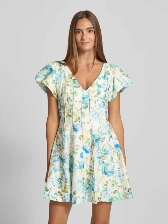 Zdjęcie produktu Sukienka koktajlowa rozkloszowana z mieszanki lyocellu z dodatkiem lnu model ‘CAMDEN’ Forever New Błękitny