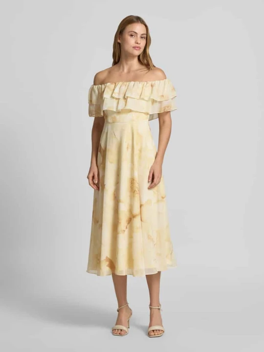 Zdjęcie produktu Sukienka koktajlowa w stylu off-shoulder Jake*s Jasnożółty