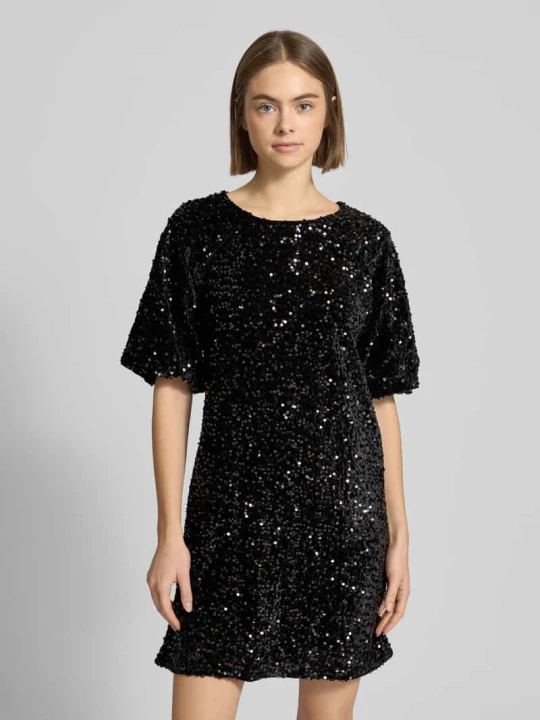 Zdjęcie produktu Sukienka koktajlowa wąska z cekinowym obszyciem model ‘KAM’ Pieces Czarny