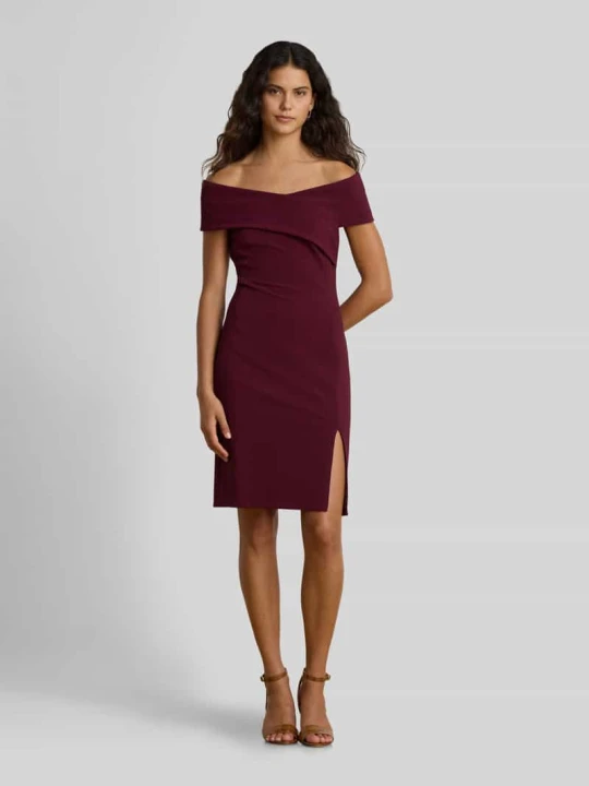 Zdjęcie produktu Sukienka koktajlowa z dekoltem carmen Lauren Ralph Lauren Bordowy