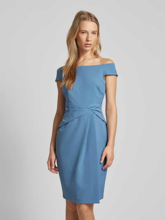 Zdjęcie produktu Sukienka koktajlowa z dekoltem carmen model ‘SARAN’ Lauren Ralph Lauren Błękitny