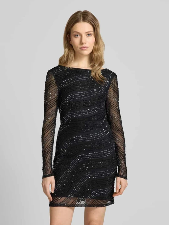 Zdjęcie produktu Sukienka koktajlowa z dekoltem w łódkę Lace & Beads Czarny