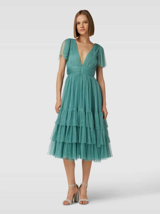 Zdjęcie produktu Sukienka koktajlowa z dekoltem w serek Lace & Beads Limonkowy