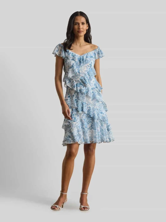 Zdjęcie produktu sukienka koktajlowa z falbanami Lauren Ralph Lauren Biały