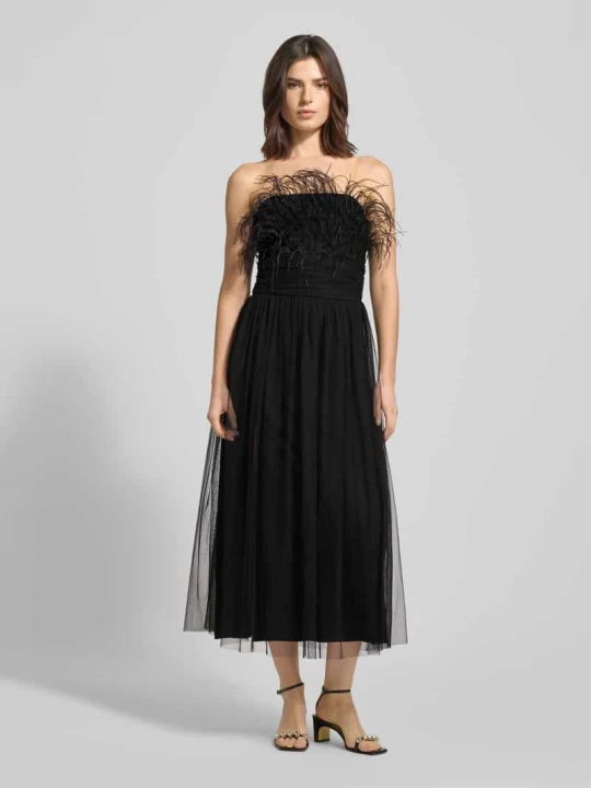 Zdjęcie produktu Sukienka koktajlowa z piórami Lace & Beads Czarny