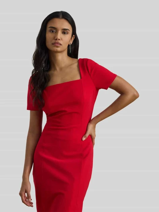 Zdjęcie produktu Sukienka koktajlowa z prostokątnym dekoltem Lauren Ralph Lauren Czerwony