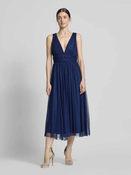 Zdjęcie produktu Sukienka koktajlowa z taśmą w talii Lace & Beads Granatowy