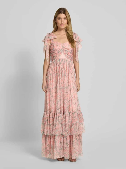 Zdjęcie produktu Sukienka koktajlowa z wiązanym detalem i wiązaniem Lace & Beads Pomarańczowy